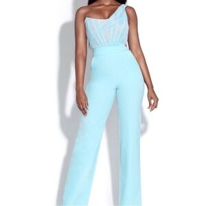 Elegant Blue One-Shoulder Jumpsuit